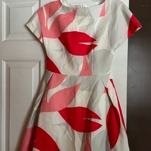 Dior White Dress with Red and Pink Floral Design